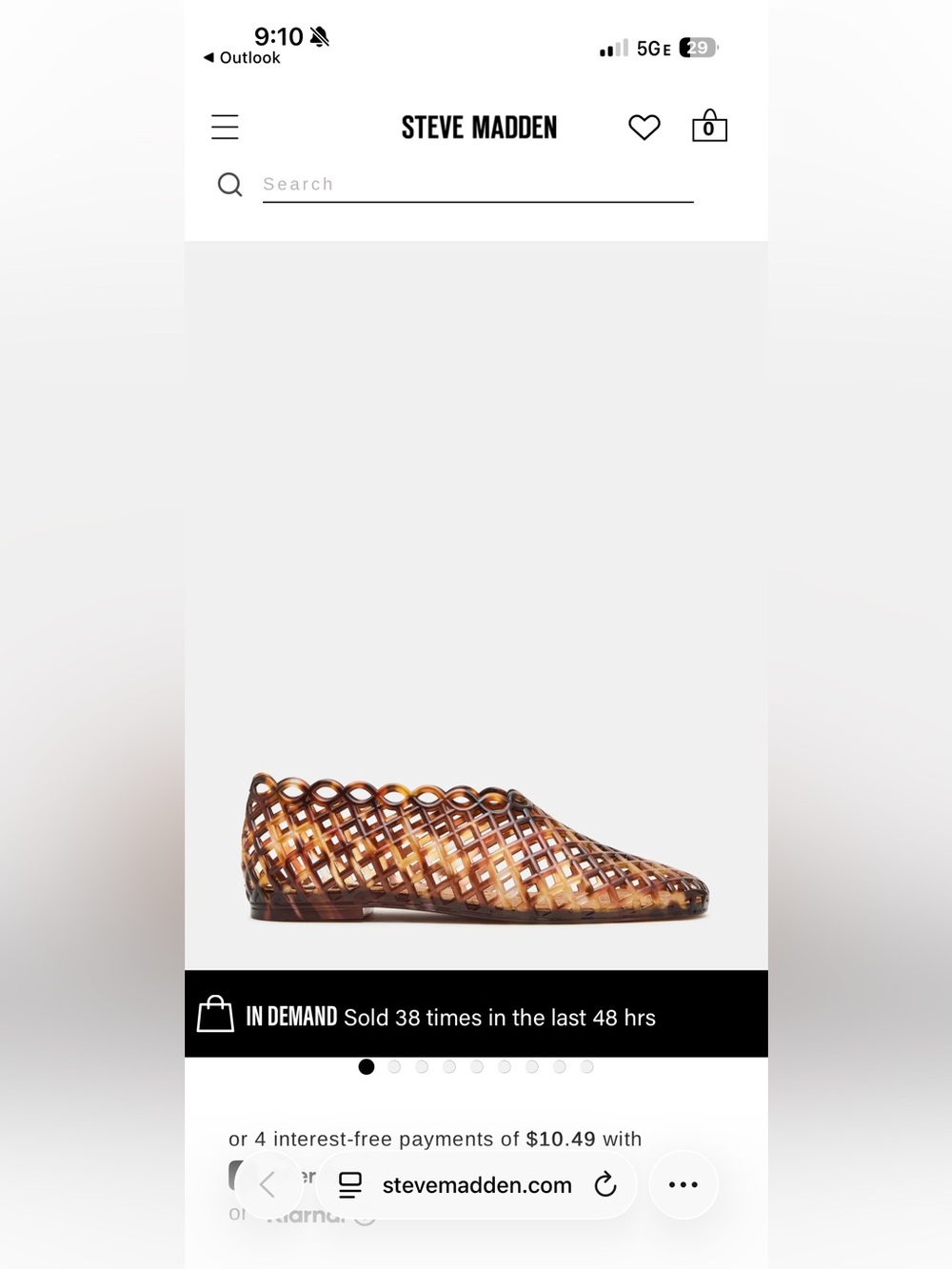 Steve Madden Grove Tortoise Brown Jelly Flats Ballet Flats Mesh Flats